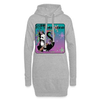 Achtung: Freier Laufender Künstler - Hoodie-Kleid - Grau meliert - Vorne