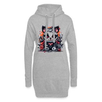Robo Panda im Schlachtfeld - Hoodie-Kleid - Grau meliert - Vorne