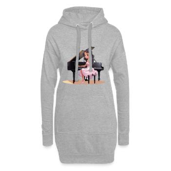 Diva du piano en robe rose - Sweat-shirt à capuche long Femme - gris chiné - Devant