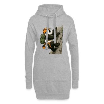 Pandabär beim Bouldern mit Kletterausrüstung - Hoodie-Kleid - Grau meliert - Vorne