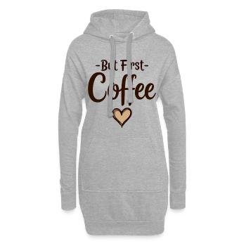 Mais d’abord, déclaration d’amateur de café - Sweat-shirt à capuche long Femme - gris chiné - Devant