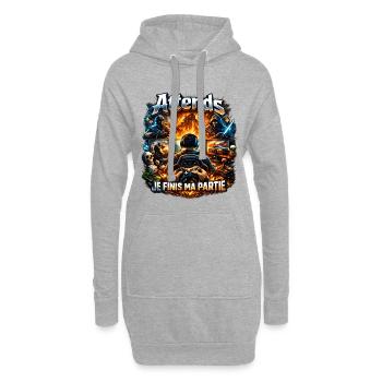 Wait, I'm finishing my gamer game - Hoodie Dress - heather grey - Front