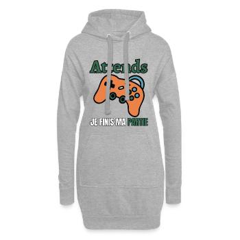 Attends Je Finis Ma Partie - Sweat-shirt à capuche long Femme - gris chiné - Devant