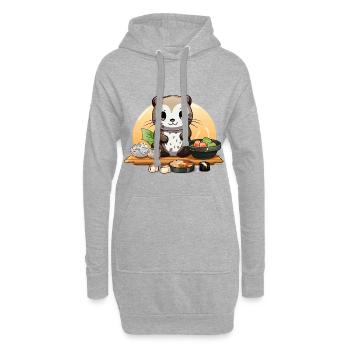 Otter Sushi Fest - Hoodie-Kleid - Grau meliert - Vorne