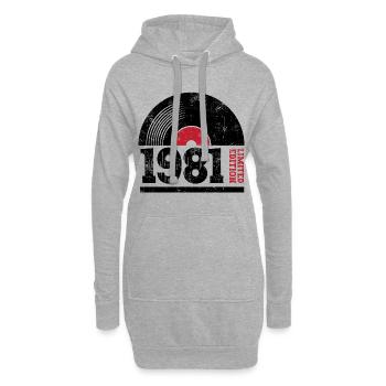 Millésime 1981 - Sweat-shirt à capuche long Femme - gris chiné - Devant