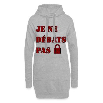 JE NE DÉBATS PAS. - Sweat-shirt à capuche long Femme - gris chiné - Devant