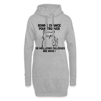 Chat blasé et bière: Bonne chance - Sweat-shirt à capuche long Femme - gris chiné - Devant