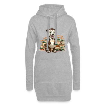 Otter Lernheld mit Büchern - Hoodie-Kleid - Grau meliert - Vorne