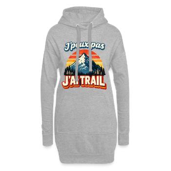 J'peux pas j'ai trail montagne rétro - Sweat-shirt à capuche long Femme - gris chiné - Devant