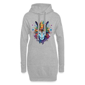 Portrait kaléidoscopique de licorne - Sweat-shirt à capuche long Femme - gris chiné - Devant
