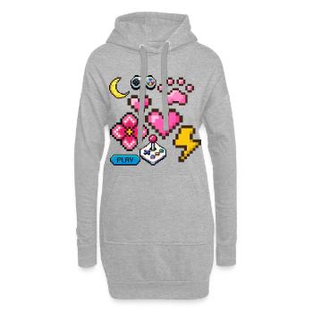 Pixel Game - Hoodie-Kleid - Grau meliert - Vorne