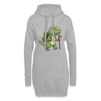 Niedliche Wanderung T-Rex Dinosaurier-Trekkingkunst - Hoodie-Kleid - Grau meliert - Vorne