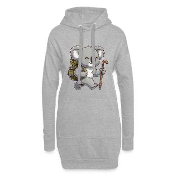 Niedliches Wandern Koala-Bären-Trekking-Kunst - Hoodie-Kleid - Grau meliert - Vorne