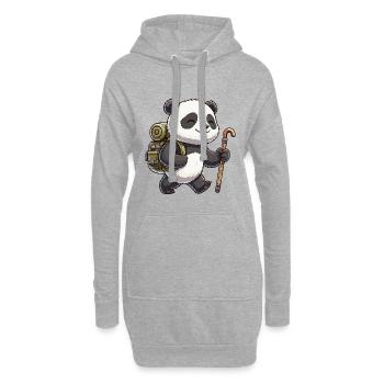 Niedliches Wandern Panda Bär Trekking Kunst - Hoodie-Kleid - Grau meliert - Vorne