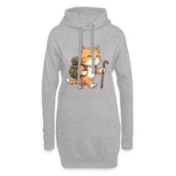 Niedliche Wanderkatze-Kätzchen-Trekkingkunst - Hoodie-Kleid - Grau meliert - Vorne
