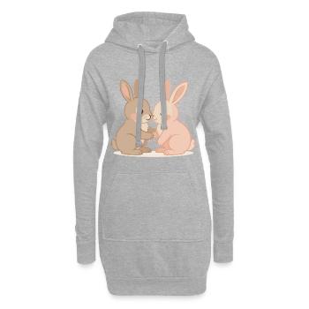 Couple romantique de lapins sous les étoiles - Sweat-shirt à capuche long Femme - gris chiné - Devant
