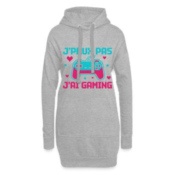Ich kann nicht, ich habe Gaming – Pixel-Controller - Hoodie-Kleid - Grau meliert - Vorne