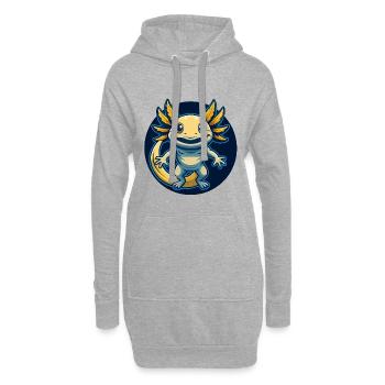 Axolotl Kawaii Maskottchen Cartoon Clipart Logo Abzeichen - Hoodie-Kleid - Grau meliert - Vorne