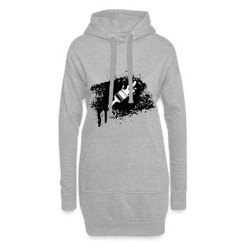 Brosse Peinture - Sweat-shirt à capuche long Femme - gris chiné - Devant