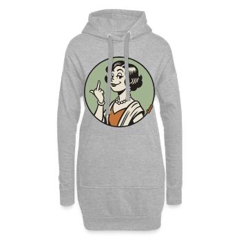 Retro Diva mit Mittelfinger - Hoodie-Kleid - Grau meliert - Vorne