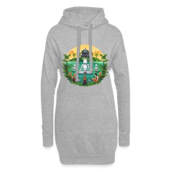 Méditation robotique au lac Temple - Sweat-shirt à capuche long Femme - gris chiné - Devant