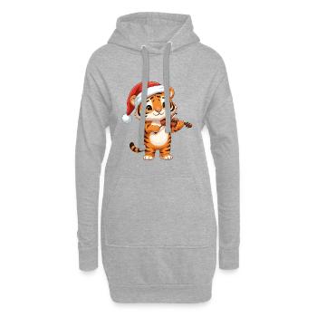 Weihnachts-Tigerkatze spielt Geigenkunst - Hoodie-Kleid - Grau meliert - Vorne