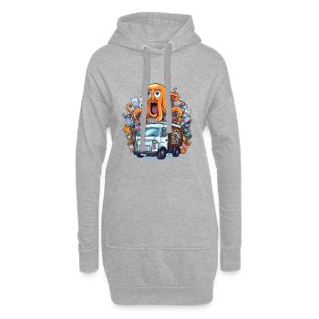 Une pieuvre dans le camion-poubelle - Sweat-shirt à capuche long Femme - gris chiné - Devant
