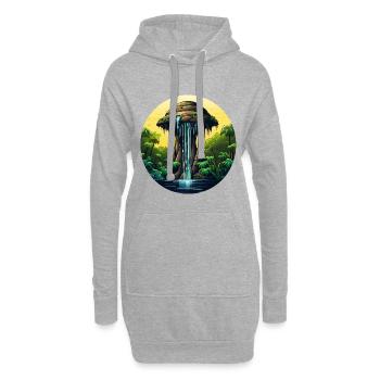 Cascade rocheuse tropicale dans la jungle - Sweat-shirt à capuche long Femme - gris chiné - Devant
