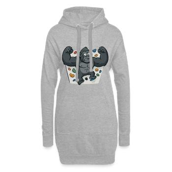 Drôle de bloc de gorille – Dessin animé - Sweat-shirt à capuche long Femme - gris chiné - Devant