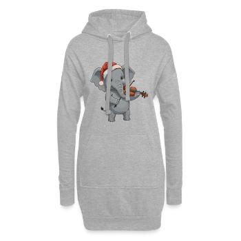 Éléphant de Noël Animal jouant du violon - Sweat-shirt à capuche long Femme - gris chiné - Devant