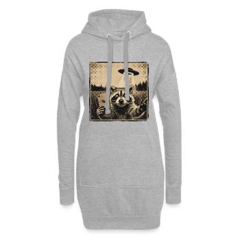 Selfie OVNI de raton laveur sauvage – Mème d’extraterrestre vintage - Sweat-shirt à capuche long Femme - gris chiné - Devant