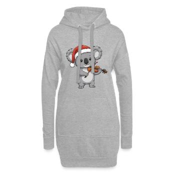 Ours koala de Noël jouant de l’art du violon - Sweat-shirt à capuche long Femme - gris chiné - Devant