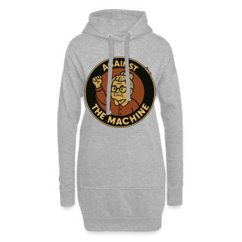 Gegen die Maschine – Oma Protest - Hoodie-Kleid - Grau meliert - Vorne