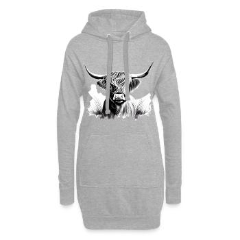 Illustration de l’écorce du bétail des Highlands - Sweat-shirt à capuche long Femme - gris chiné - Devant