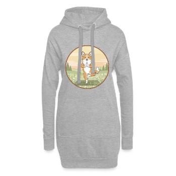 Yoga-Corgi-Hund macht Baumposen-Kunst - Hoodie-Kleid - Grau meliert - Vorne