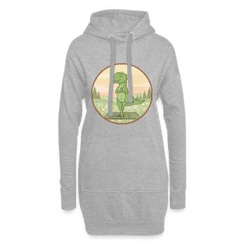 Yoga T-Rex Dinosaurier macht Baumpose - Hoodie-Kleid - Grau meliert - Vorne