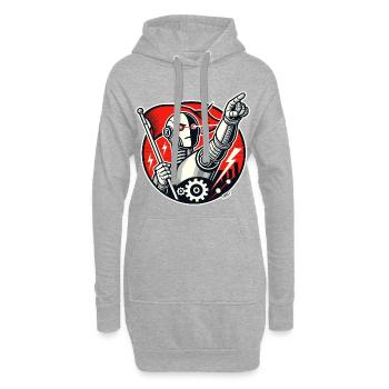 Robot avec drapeau et bras tendu - Sweat-shirt à capuche long Femme - gris chiné - Devant