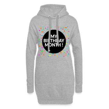Mon mois d’anniversaire - Sweat-shirt à capuche long Femme - gris chiné - Devant