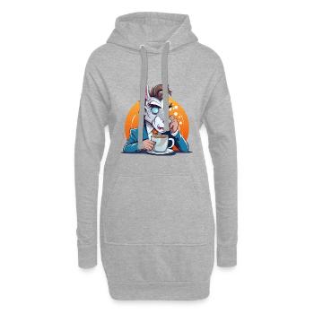 Âne de bureau buvant un café - Sweat-shirt à capuche long Femme - gris chiné - Devant