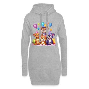 Compagnons de fête : Ballon à quatre pattes joyeuse - Sweat-shirt à capuche long Femme - gris chiné - Devant