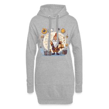 Gnome de l’Espace avec Grimoire - Sweat-shirt à capuche long Femme - gris chiné - Devant