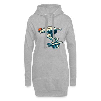 Schwimmer am Startblock Wettkampf Motiv - Hoodie-Kleid - Grau meliert - Vorne