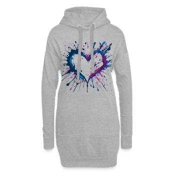 Von Key West inspirierte Heart dark - Hoodie-Kleid - Grau meliert - Vorne