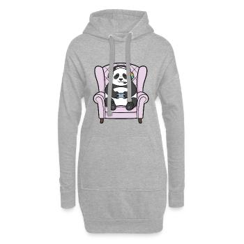 Joueur d’ours panda jouant à des jeux vidéo en art - Sweat-shirt à capuche long Femme - gris chiné - Devant