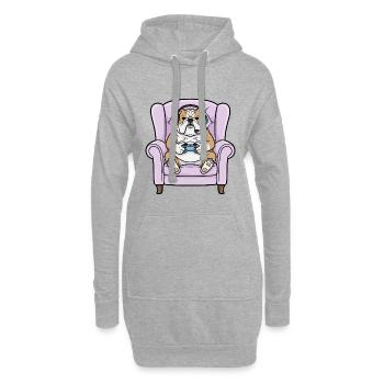Gamer Bulldogge Hund spielt Videospiele Kunst - Hoodie-Kleid - Grau meliert - Vorne
