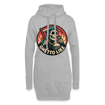 Squelette avec micro et style ghetto - Sweat-shirt à capuche long Femme - gris chiné - Devant