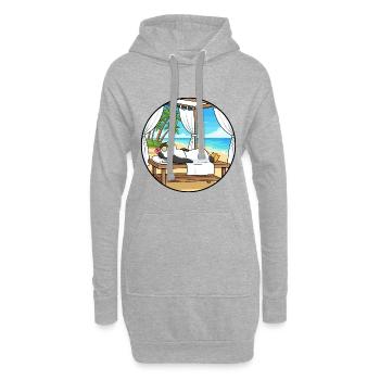 Spa plage : Art relaxant animalier pingouin - Sweat-shirt à capuche long Femme - gris chiné - Devant