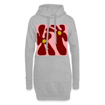 Rote Blumen Minimalistisches Design - Hoodie-Kleid - Grau meliert - Vorne