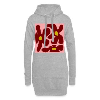 Rote Blumen Organisches Design -V2 - Hoodie-Kleid - Grau meliert - Vorne