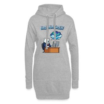 Urlaubsreif Eisbär am Schreibtisch - Hoodie-Kleid - Grau meliert - Vorne
